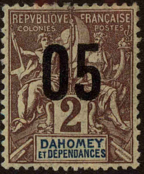 Front view of Dahomey 32 collectors stamp