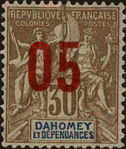 Front view of Dahomey 37 collectors stamp