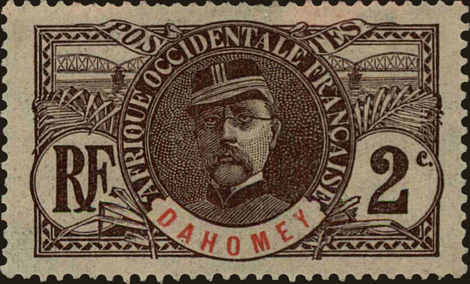 Front view of Dahomey 18 collectors stamp