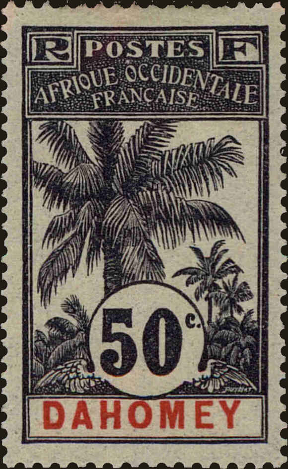 Front view of Dahomey 27 collectors stamp