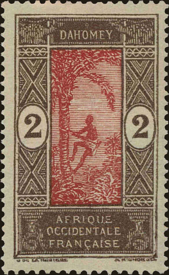 Front view of Dahomey 43 collectors stamp