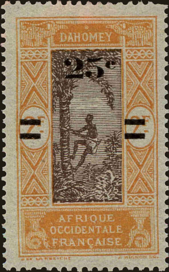 Front view of Dahomey 90 collectors stamp