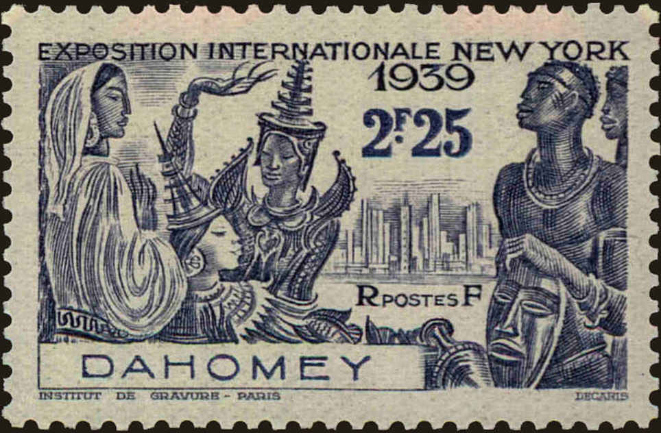 Front view of Dahomey 112 collectors stamp