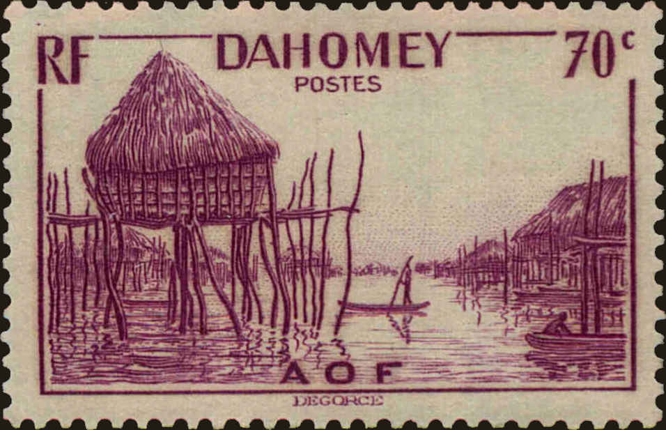 Front view of Dahomey 123 collectors stamp