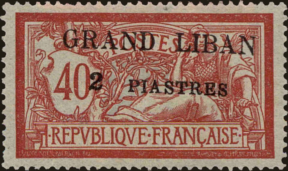 Front view of Lebanon 10 collectors stamp