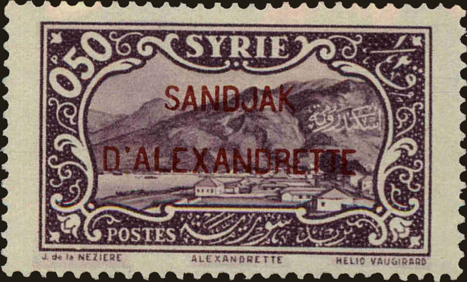 Front view of Alexandretta 3 collectors stamp