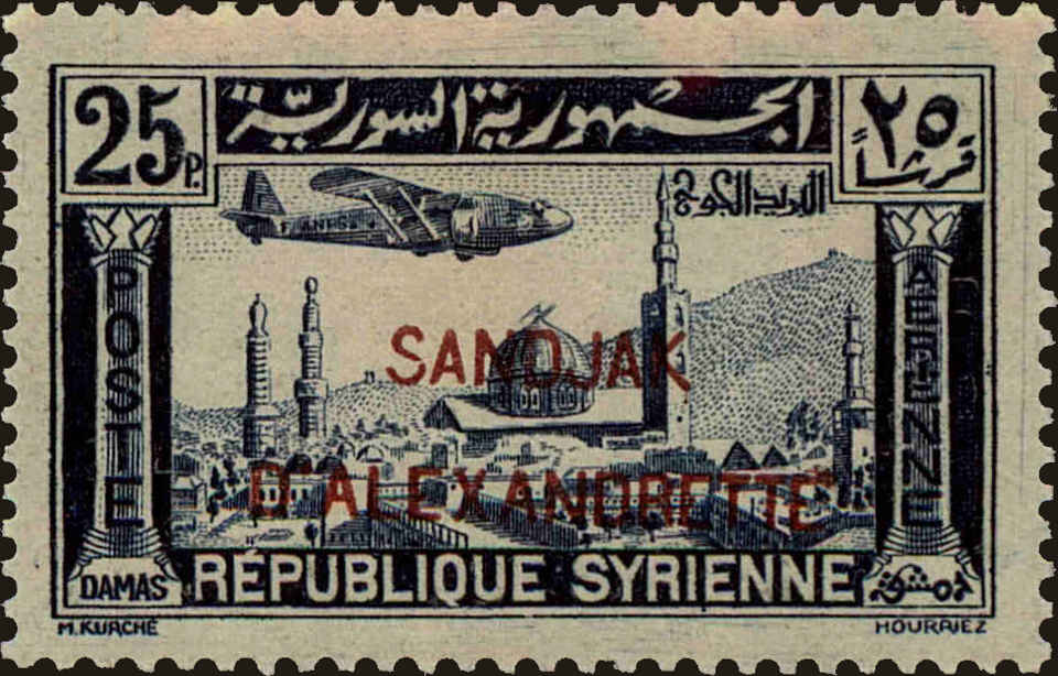 Front view of Alexandretta C8 collectors stamp