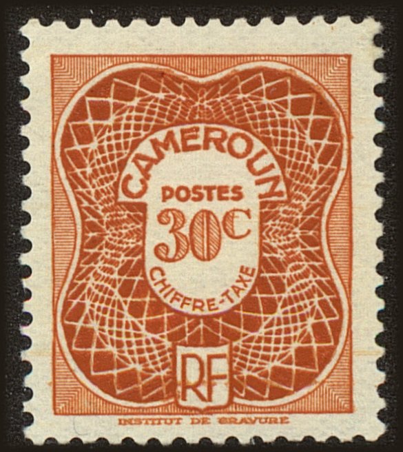 Front view of Cameroun (French) J25 collectors stamp