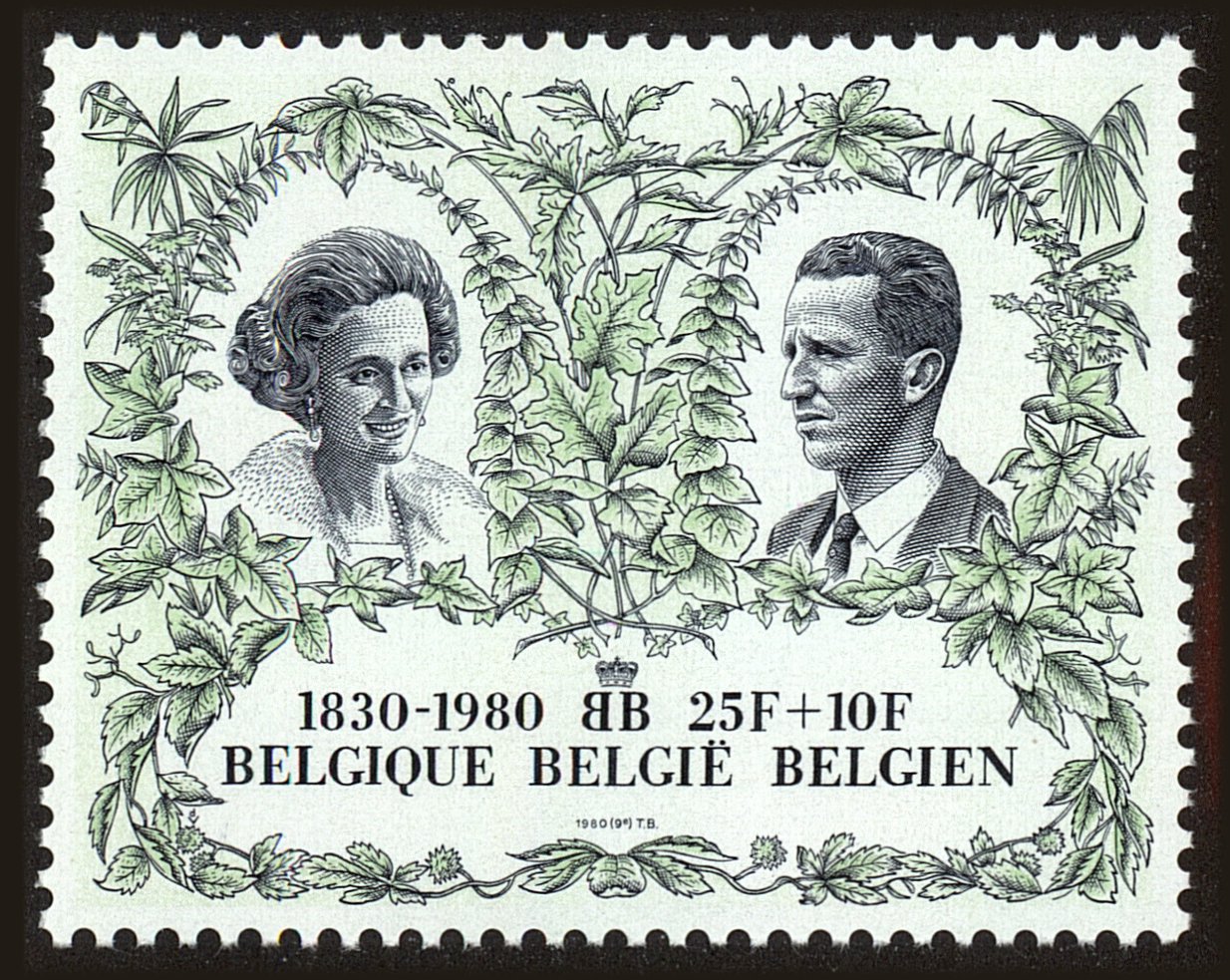 Front view of Belgium B996 collectors stamp