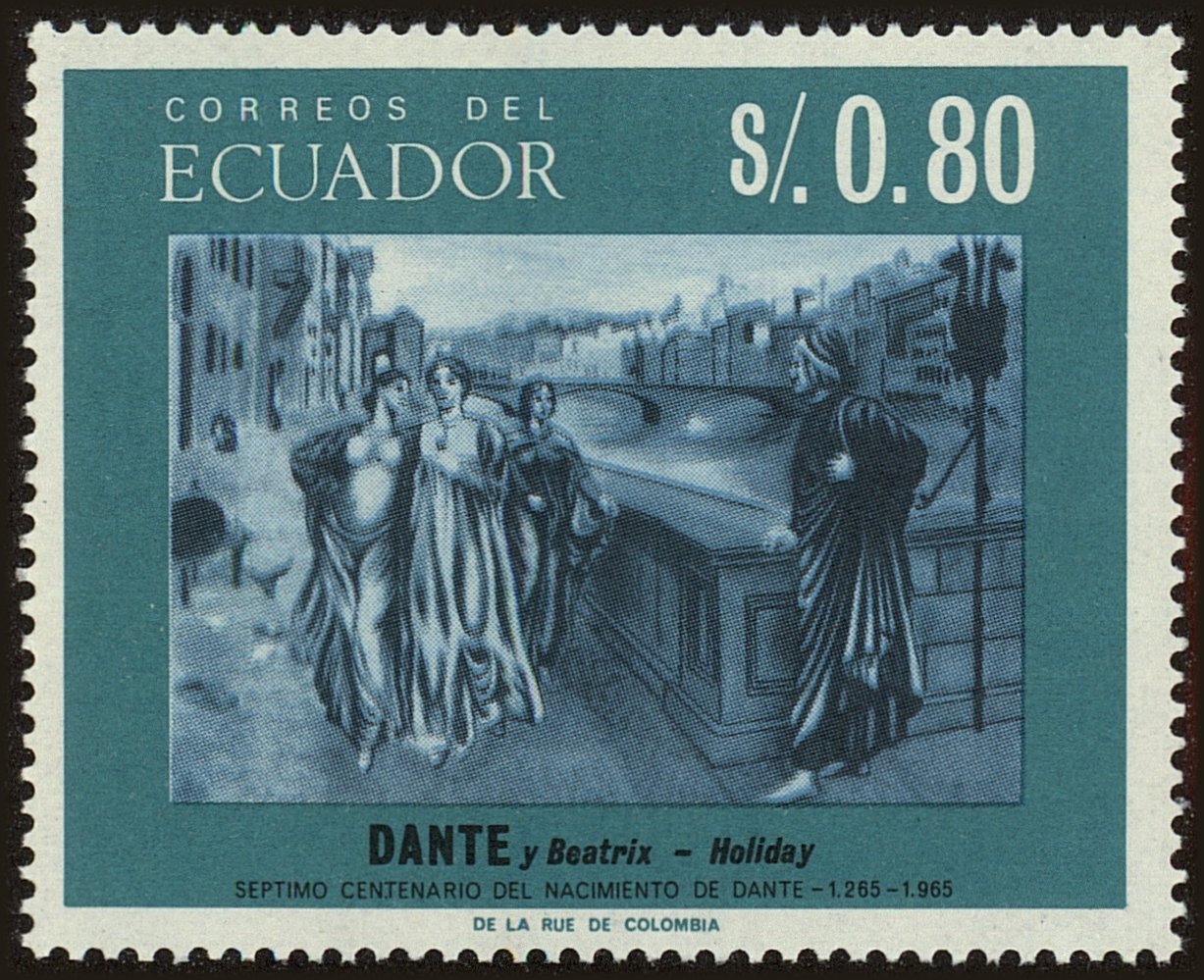 Front view of Ecuador 750A collectors stamp