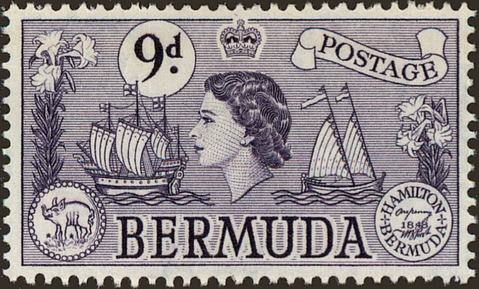 Front view of Bermuda 154 collectors stamp