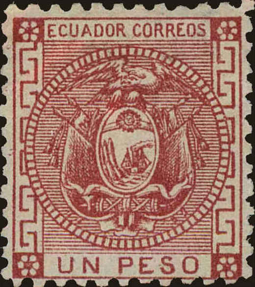 Front view of Ecuador 11 collectors stamp